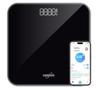 EUROPAPA® Bilancia pesapersone con indicatore LED trasparente e step-On, 180 kg/400 LB, bilancia digitale per persone Peso e BMI (nero)