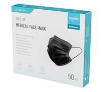 EUROPAPA® Nero Medicale Tipo IIR Standard EN14683 Maschere Certificate TÜV CE Maschere Chirurgiche Mascherina Boccale A 3 Strati Maschera Monouso BFE ≥ 98%, 1 Scatola (50 Pezzi)