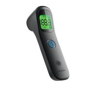 EUROPAPA Termometro febbre per bambini, adulti, termometro frontale a infrarossi con allarme febbre, interruttore °C/°F, memoria 30 volte (Nero)