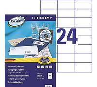 europe 100 - Confezione da 2400 etichette autoadesive multiuso, 70 x 37 mm, compatibili con Laser, a getto d'inchiostro e fotocopiatrice