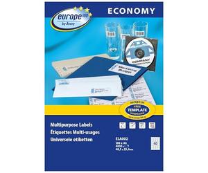EUROPE 100 - Confezione da 4000 etichette autoadesive multiuso, 48,5 x 25,4 mm, compatibili con Laser, a getto d'inchiostro e fotocopiatrice
