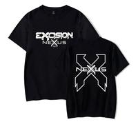 Europe And America Excision Merch T-Shirt 2D Stampa Manica Corta T-Shirt Hip Hop Summer Tops Uomini Donne Street Tee Shirt(Black,S)(5,L)