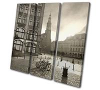 Europe City Urban Bikes Biking Vintage TREBLE TELA parete arte foto stampa