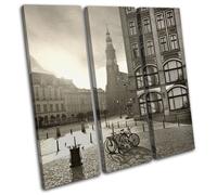 Europe City Urban Bikes Biking Vintage TREBLE TELA parete arte foto stampa