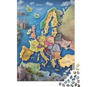 Europe Map Fantasy 1000 Pezzi Cartone Resistente Pacchetto Puzzle Coppia Partner Gioco Divertente Impegnativo Allenamento Del Cervello Regali 38x26cm/1000pcs