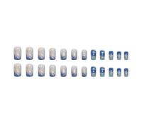 European and American Mid Length European Style Cool Blue Halo Dyed Nail Art with Gold Foil Lines for Wearing Armor