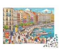 European City Jigsaw Puzzles 1000 Pezzi Materiale Riciclato Waterfront Art Puzzles for Elderly Relieve Senile Dementia Fun Family Game Activity Home 70x50cm/1000pcs