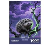 European Hedgehog Jigsaw Puzzle 1000 Pezzi Per Adulti,Fantasy Storm Gioco Diabilità Impossibile Puzzle Pittura Gioco Intellettivo Familiare Regali Di Festa 38x26cm/1000pcs
