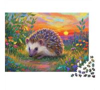 European Hedgehog Jigsaw Puzzle Impossible 1000Pcs Decorazione Per La Casa. Giochi Rilassamento E Intelligence Per Adulti E Ragazzi Da 14 Anni (75x50cm)