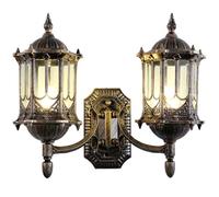 European Ip65 Waterproof Wall Light E27 Outdoor Wall Sconces Double Head Outdoor Retro Creative Aisle Corridor Light Villa Courtyard Gate Wall Lamp With Transparent Glass Shade