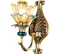 European Style Copper Wall Lamp TV Living Room Background Wall Lamp French Bedroom Bedside Copper Lamp Wall Sconces (Color : B) (A)