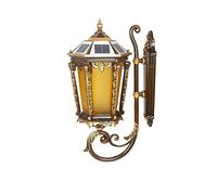 European Style Retro Led Solar Wall Lamp E27 Chinese Style Aluminum Ip23 Waterproof 2-Color Adjustable Outdoor Wall Sconces Backyard Porch Wall Lights