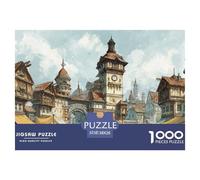 European Style Town Puzzles 1000 Pezzi Perfetto Per Appassionati Di Esperti Sfida Impossibile Scompresso Giocattoli Regalo Per La Famiglia Per Adulti E Bambini A Partire Da 12 Anni 38x26cm/1000pcs