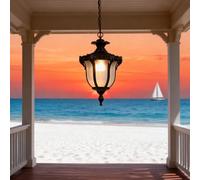 European Vinta impermeabile nt Light - Lanterna in alluminio pressofuso nero con s smerigliato per esterni, portico, balcone, giardino e soggiorno interno