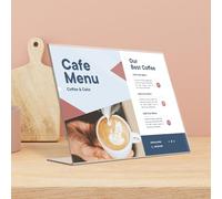 EUROPEL 350001 espositore da tavolo inclinato, supporto a L per formato DIN A4, acrilico trasparente cristallino, orizzontale.