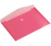 HF2 - Cartella portadocumenti in formato A5, con chiusura a gancio e anello, colore rosso trasparente, per casa, ufficio, scuola e aziende, organizer e porta documenti orizzontali