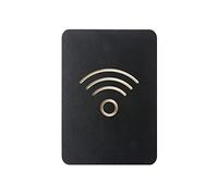EUROPEL Cartello WiFi con pittogramma - Simbolo autoadesivo in legno WiFi avviso porta segnaletica da parete - adatto per casa, ufficio, scuola, negozio, ristorante - 10,5 x 15 x 0,80 cm
