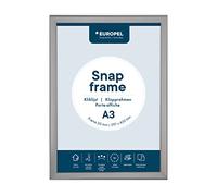 EUROPEL Cornice a Scatto A3 con Profilo in Alluminio 20 mm, Cornice Portaposter Apribile con Angoli a 45°, Porta Poster per Certificati, Foto e Materiale Pubblicitario, Argento