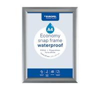 Europel Cornice a Scatto A4 per Esterni, Impermeabile IPX4, Profilo in Alluminio Anodizzato 25 mm, Colore Argento, Pellicola Antiriflesso UV, per Poster 21 x 29,7 cm