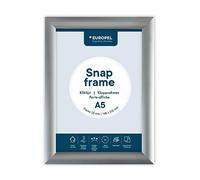 EUROPEL Cornice a Scatto A5 in Alluminio con Profilo da 25 mm, Apribile con Angoli a 45°, per Poster, Certificati, Foto e Materiale Pubblicitario, Argento