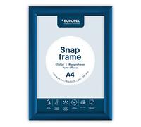 Europel cornice a scatto DIN A4 blu, sistema Easy-Click, profilo 25x11 mm, alluminio anodizzato, pellicola protettiva antiriflesso, dimensioni esterne 241x328 mm, retro in polistirene grigio