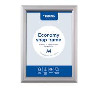 Europel Cornice a Scatto Economy A4 | Alluminio Anodizzato Argento | Profilo 25x11mm | Pellicola Antiriflesso | Easy-Click | Verticale Orizzontale | Fissaggi Inclusi | Menu Hotel Ufficio