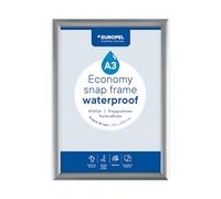 Europel Cornice Economy Snap A3, impermeabile, colore argento, profilo in alluminio 25 x 11 mm, per poster 29,7 x 42 cm, pellicola antiriflesso, visualizzazione di pubblicità, menù, hotel, ufficio
