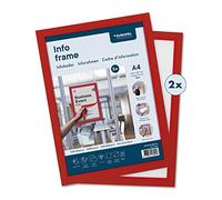 Europel Cornice Informativa Magnetica Autoadesiva A4 Rossa, Set da 2, Cornice in PVC Rimovibile con Chiusura Magnetica, Utilizzo Bifacciale, Formato Verticale o Orizzontale, 32,5 x 23,8 cm