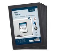 Europel Cornice Magnetica A5 Nera, Set da 5, Portadocumenti per Lavagne e Superfici Metalliche, Cambio Rapido per Ufficio e Scuola