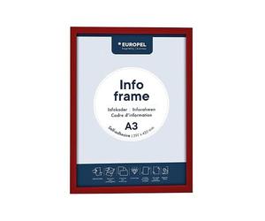 Europel Cornice Magnetica per Vetro A3 Rosso, Set da 2 - Visibile Fronte e Retro, Adesivo Riposizionabile, per Vetrine e Negozi