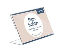 EUROPEL Espositore da Tavolo a L, per Formato 90x60 mm, Acrilico Trasparente, Porta Menu e Portadepliant per Ristoranti, Hotel, Reception e Conferenze, Autoportante con Inclinazione Leggera