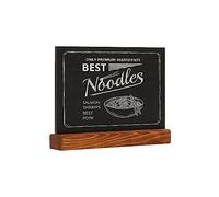 EUROPEL Lavagna da tavolo A5 verticale, base in legno di pino con finitura nera opaca, doppio lato, per pennarelli a base d'acqua, per ristoranti, hotel, conferenze, festival, camion di cibo, bancone