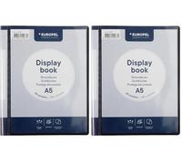 EUROPEL Libro Presentazione A5 - 20 Tasche Trasparenti, Copertina + Dorso Personalizzabili, Polipropilene Nero, per Riunioni, Conferenze e Portfolio (Confezione da 2)