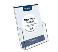 EUROPEL Opuscolo e porta opuscoli | Per letteratura formato A4 | Costruzione in acrilico trasparente | Libretto, volantino e menu Display e dispenser per ufficio, ristoranti e reception, ritratto