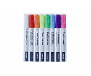 EUROPEL Pennarelli a Gesso Liquido 3 mm Set 8 Colori, Punta Reversibile Tonda e a Scalpello, Pennarelli Lavagna Vetro Lavagna Nera Vetrine Menu Ristoranti Bar Hotel Ufficio