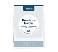 Europel Porta brochure A4, Acrilico trasparente, Montaggio a parete, Espositore, Distributore, Volantino, Menu, Ufficio, Ristorante, Hotel