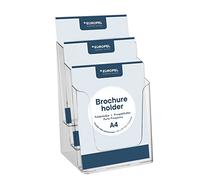 EUROPEL - Porta brochure, dispenser a tre livelli, A4, acrilico trasparente, verticale, 350101.