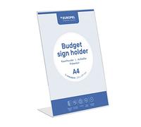 Europel Porta-cartelli, formato A4, formato A4, in polistirene trasparente, 1,5 mm, espositore per menù e opuscoli, per ristoranti, hotel, conferenze e ricevimenti, autoportante e inclinato, design