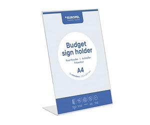 EUROPEL Porta-cartelli, formato A4, formato A4, in polistirene trasparente, 1,5 mm, espositore per menù e opuscoli, per ristoranti, hotel, conferenze e ricevimenti, autoportante e inclinato, design