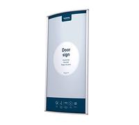 EUROPEL Porta cartello da parete, semplice ed elegante, leggermente curvo, 15 x 30 cm, display verticale o orizzontale, copertura antiriflesso in PVC, argento, viti o fissaggio adesivo, materiale di
