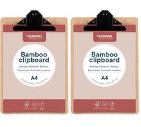 EUROPEL Portablocco in bambù, resistente in legno duro con clip in metallo nero e foro per appendere nascosto, formato A4, portablocco e lavagna per scuola, ufficio, affari, ristorante, magazzino