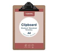 Europel Portablocco in legno - Pannello rigido in legno resistente con clip in metallo nero e foro nascosto per appendere - Appunti A4 e lavagna di carta per scuola, ufficio, affari, ristorante,