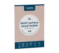EUROPEL Portaposter A4 autoadesivo, set da 5 pezzi, porta documenti trasparente autoadesivo, supporto da parete senza foratura, per ufficio, scuola, negozio e ristorazione.