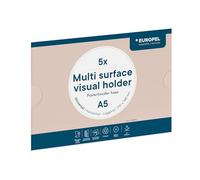 EUROPEL Portaposter A5 orizzontale autoadesivo, set da 5 pezzi, porta documenti trasparente A5 Landscape, supporto da parete senza foratura per ufficio, scuola, negozio e ristorazione.