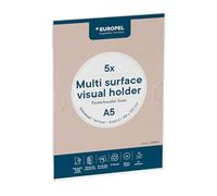EUROPEL Portaposter A5 verticale autoadesivo, set da 5 pezzi, porta documenti trasparente senza foratura, supporto da parete per ufficio, scuola, negozio e ristorazione.
