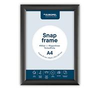 EUROPEL Snap Frame Nero A4, 25 mm | Struttura in alluminio anodizzato e copertura antiriflesso | Porta poster a clip per display pubblicitari e vendita al dettaglio | Cornice per bacheca per pareti
