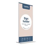 EUROPEL Supporto per Cartello a T Acrilico Trasparente 105 x 210 mm Verticale, Espositore da Tavolo per Menu Poster e Volantini, Porta Segnaletica per Ufficio Hotel Ristorante