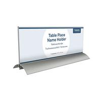 Europel Targhetta Nome da Tavolo 105 x 297 mm, Porta Nome in Alluminio e Acrilico, Segnaposto Professionale per Ufficio, Reception e Eventi