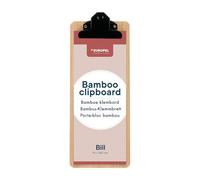 EUROPEL Tavoletta portablocco in bambù - Pannello rigido in legno resistente con clip in metallo nero e foro nascosto per appendere - Mini/banconote e lavagna per scuola, classe, ufficio, affari