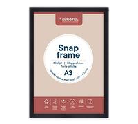 Europel Telaio a scatto leggero A3, finitura verniciato a polvere nero opaco, Profilo 25x11 mm, Alluminio anodizzato, protezione antiriflesso, Dimensioni esterne 328x451 mm, nero